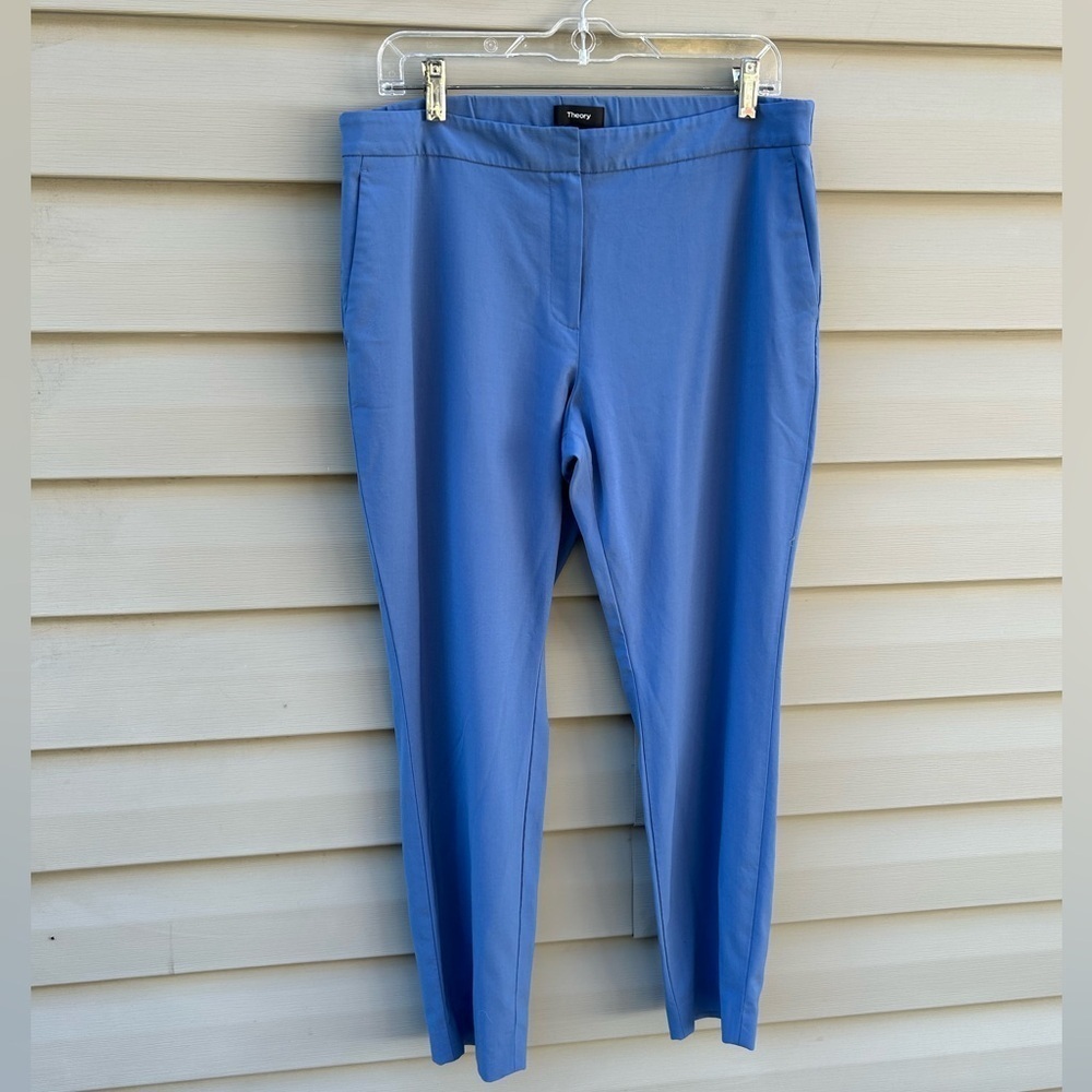 Theory cornflower blue wool trouser casual dress Pants size 12 classic career